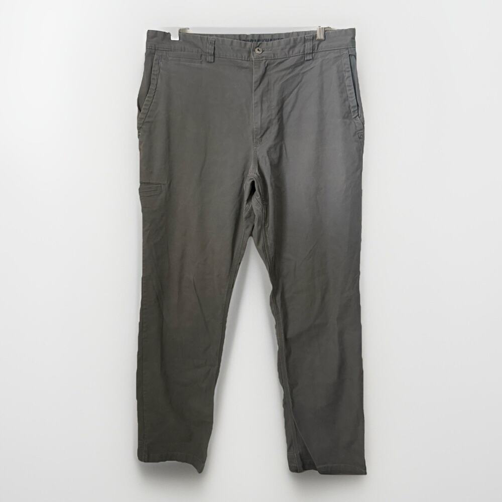 Duluth Trading Flex Ballroom Khakis Gray Chino Casual Office Pants 36X 31.5